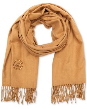 Michael Kors Michael Embroidered Fringe Scarf - Natural