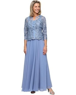 Alex Evenings Scoop Neck Ball Gown Jacket 2 Piece Set - Blue