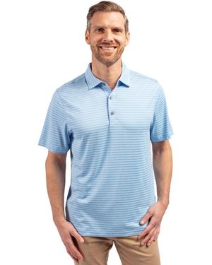 Cutter & Buck Big & Tall Forge Eco Heather Stripe Stretch Recycled Polo Shirt - Blue