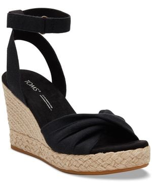TOMS Marisela Twist Platform Espadrille Wedge Sandals - Black