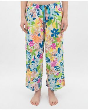 Hue Printed Capri Mid-rise Pants - Blue