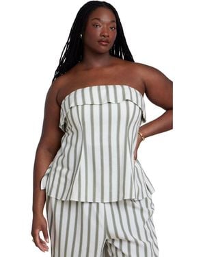 Eloquii Plus Size Sleeveless Linen Top - Multicolor