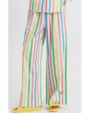 Chinti & Parker Chinti & Parker Linen-cotton Snoopy Stripe Pants - Blue