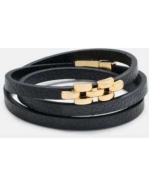 On 34th Faux Leather Wrap Bracelet - Black