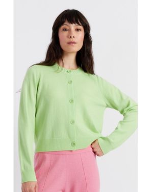 Chinti & Parker Chinti & Parker Wool Cashmere Blend Crew Neck Cropped Cardigan - Green