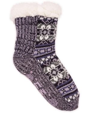 Muk Luks Pieced Cabin Sox (1 Pair Pack) - Purple