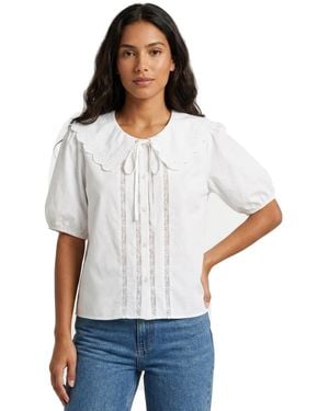 Joie Embroidered Peter Pan Collar Blouse - White