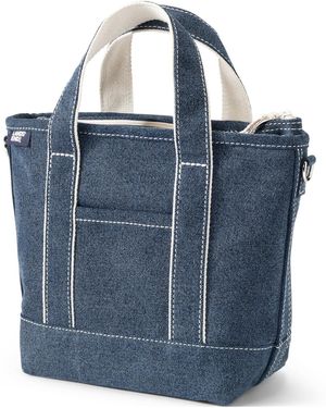 Lands' End Small Denim Zip Top Tote Bag - Blue