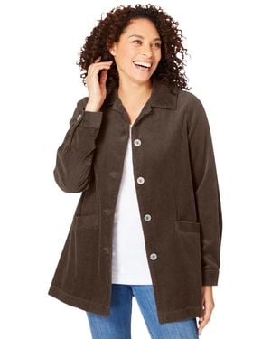 Woman Within Within Pleat-back Corduroy Jacket - Brown