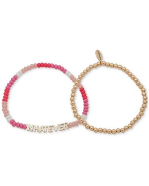 Clueless Gold-tone 2-pc. Set Whatever Mixed Bead Stretch Bracelets - Pink