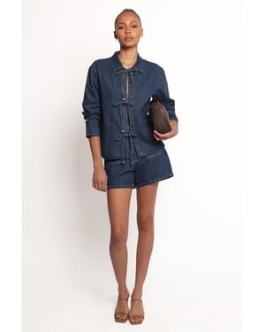 Petal & Pup Avon Bow Front Shacket - Blue