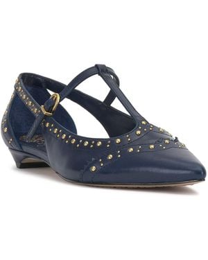 Vince Camuto Valkie Studded T-strap Micro-heel Mary-jane Flats - Blue