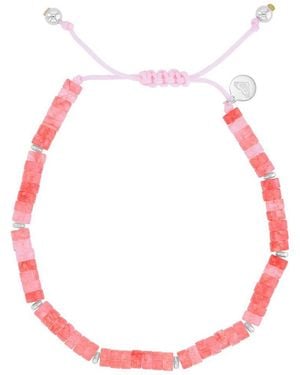 Roxy Waterproof Platinum Watermelon Stone Adjustable Bracelet - Red