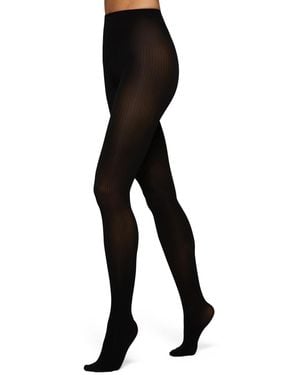 Hue Ribbed Control Top Tights - Black