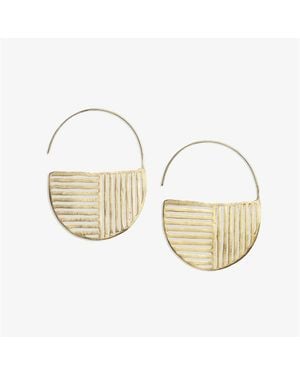 INK+ALLOY Ink + Alloy maggie Opposite Lines Hoop Earrings Brass - Metallic