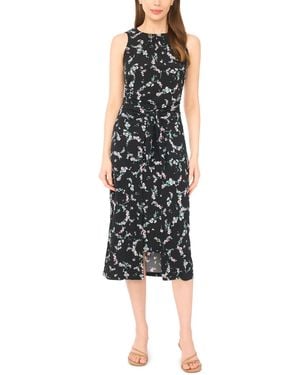 Cece Sleeveless Wrap Knit Crew Neck Midi Dress - Black
