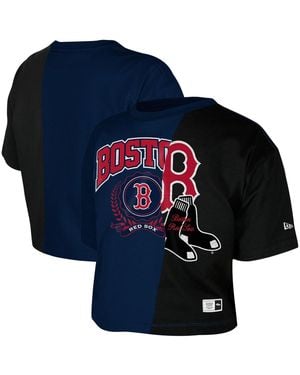KTZ Boston Red Sox Color Blocked Boxy Cropped T-shirt - Blue
