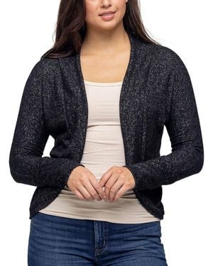 24seven Comfort Apparel Curved Hem Open Front Long Bolero Shrug - Blue