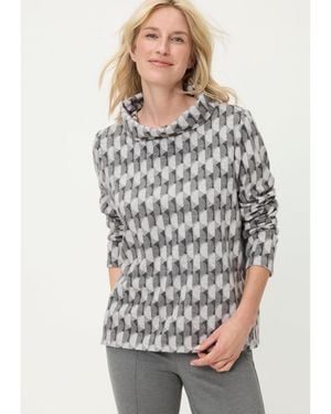 Olsen Geo Jersey Top - Gray