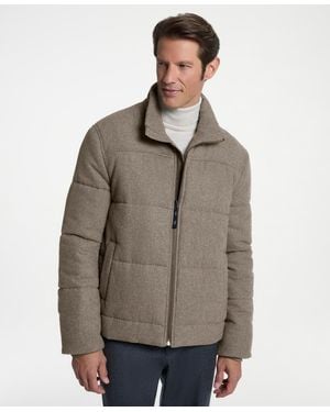 Ted Baker Quilted Stand Collar Flannel Jacket - Brown