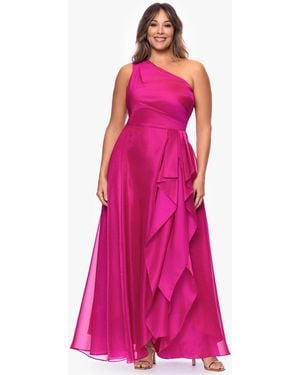 Xscape Plus Size One-shoulder Organza Ball Gown - Pink