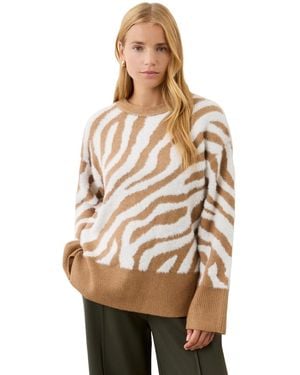 Finery London Tully Animal Print Long-sleeve Sweater - Natural