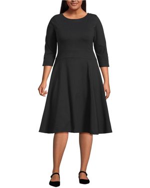Lands' End Plus Size Starfish 3/4 Sleeve Dress - Black