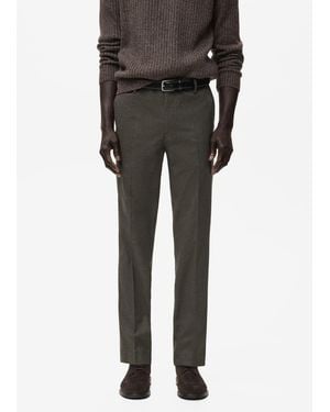 Mango Slim-fit Flannel Pants - Black
