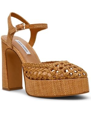 Steve Madden Lexie Woven Adjustable Strap Platform Sandals - Brown