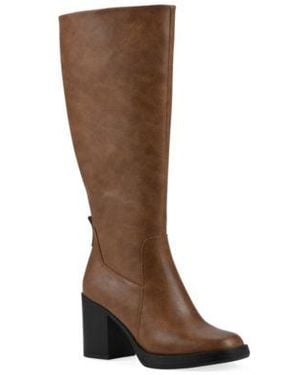 White Mountain Mackle Tall Block Heel Boots - Brown