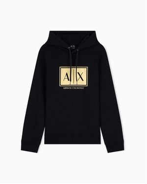 ARMANI EXCHANGE | Blck Nd Gold Box Hoodie Swetshirt - Black