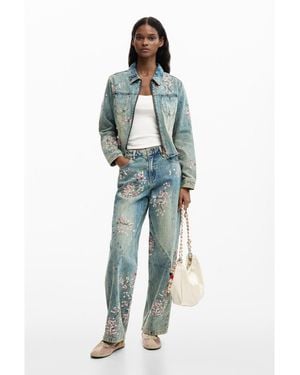 Desigual Fluid Denim Pants - Blue