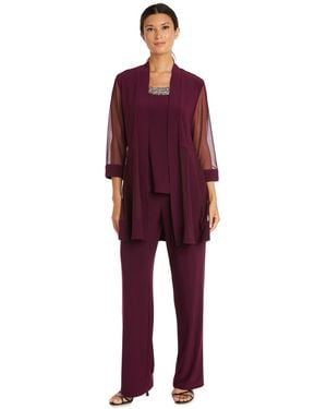 R & M Richards Petite 2-pc. Jacket Top & Pants Set - Red