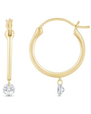 Macy's Lab-grown Diamond Hoop Earrings (1/5 Ct. T.w. - Metallic