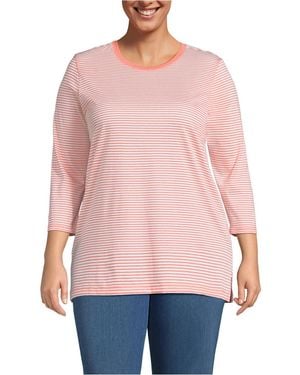 Lands' End Plus Size 3/4 Sleeve Cotton Supima Tunic - Pink