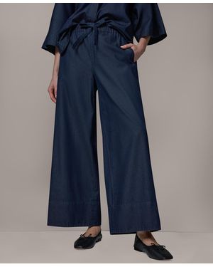 Donna Karan Weekend Bali Relaxed Beach Pull-on Cotton Pants - Blue