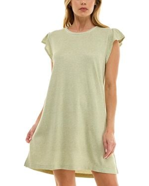 Roudelain Ruffled-sleeve Short Sleepshirt - Green