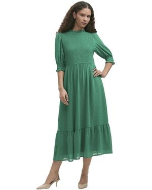 Finery London Amelia 3/4 Sleeve Chiffon Midi Dress - Green