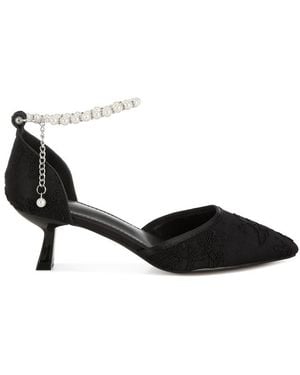 Rag & Co Laika Lace Kitten Heel Sandals - Black