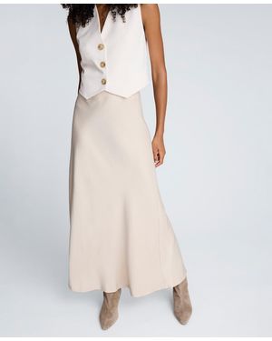 Kenneth Cole Textured Charmeuse Bias Flared Maxi Skirt - Natural