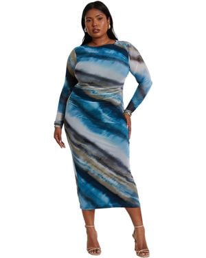Quiz Mesh Round Neck Maxi Dress - Blue