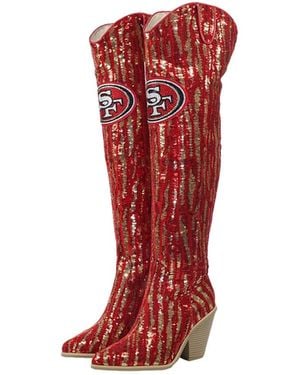 Fabgating By Cuce San Francisco 49ers Over-the-knee Two-tone Sequin Boots - Red