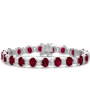 Genevive Jewelry Sterling Silver White Gold Plated - Red
