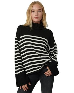 Joe's Jeans Penelope Oversized Turtleneck Striped Sweater - Black