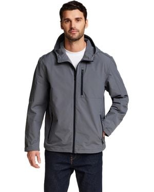 Weatherproof Honey Lux Lightweight Hooded Zip-front Rain Jacket - Gray