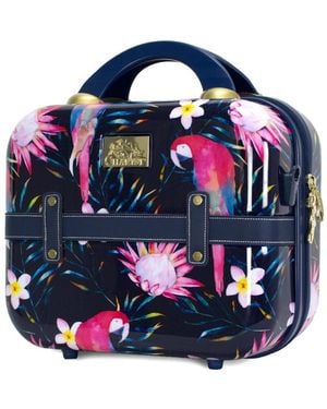 World Traveler Chariot Paradise Bloom Hardside Cosmetic Case With Shoulder Strap - Blue