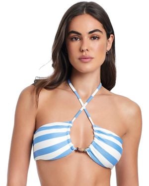 Red Carter Crossing Paths Halter Tie Bikini Swim Top - Blue