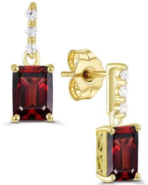 Macy's Garnet And White Topaz Drop Earrings (2-1/10 Ct. T.w. Garnet