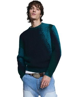 Desigual Jacquard Splatter Sweater - Blue