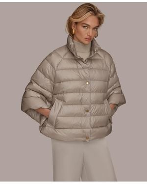Donna Karan Stand-collar Down Puffer Cape - Brown